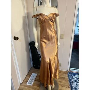 Vintage Glamour Niki by Niki Livas Copper Gold Satin Booty Hugging Hollywood Mer